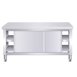 Stainless Steel Sliding Door Workbench 304 Storage Cabinet Kitchen Counter Table Multifunctional Home Restaurant Use - Product Image 2