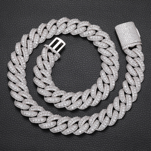 Vente en Gros de Bijoux Hip Hop Homme Bling Chaîne Maille Cubaine Iced Out en Laiton Plaqué Or 18mm avec Diamants CZ Zircon pour Rappeur - Product Image 2
