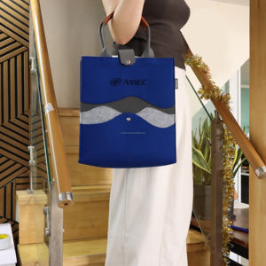 Bolsos Tote Rectangulares de Diseño Clásico de Fieltro PET para Mujer, Color Sólido, con Cierre Abierto, Personalizables con Logotipo, Venta al Por Mayor - Product Image 3