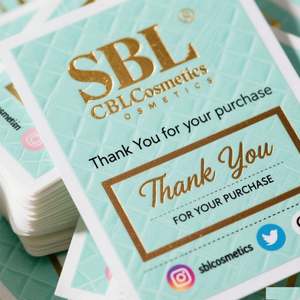 Tarjetas de Agradecimiento Personalizadas para Bodas/Cumpleaños, Tarjetas de Visita, Diseño de Cartas en Papel, Tamaño y Forma Personalizados, Impresión en Lámina Dorada - Product Image 2