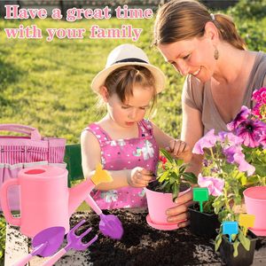 Pink Kids <strong>Gardening</strong> Tools Set Toy Kit with Rake, Shovel, Trowel, Watering Can, <strong>Gloves</strong>, Handbag, Flower Pot &amp; DIY Bookmarks - Product Image 6