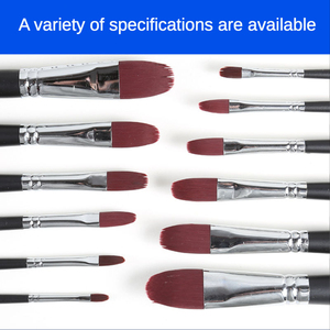 Lot de 6 pinceaux de peinture à l'huile pour artiste, en nylon rouge bordeaux de haute qualité, avec manche long en bois noir et poils en acrylique en forme de <span class=keywords><strong>noisette</strong></span>, fournitures d'art - Product Image 3