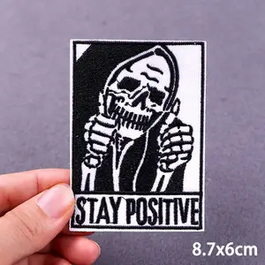 Groothandel Punk Skull Iron Borduurwerk Op Patches Voor Kleding Diy Aangepaste Applique Strijkstickers Badge Voor Jeans