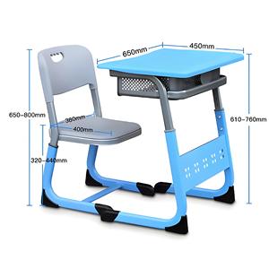 Meubles de crèche réglables en hauteur en plastique PE bleu : Ensemble bureau et chaise pour étudiants - Product Image 6