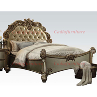 Schlafzimmer möbel im amerikanischen Stil Royal Furniture Antik Gold Schlafzimmer-Sets mit Leder kopfteil