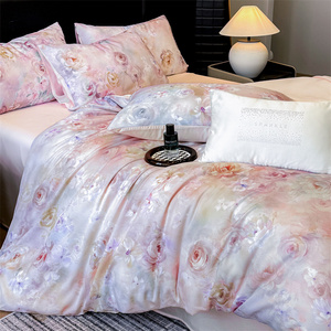 Juego de Ropa de Cama Floral de 4 Piezas, 100% Algodón, 300 Hilos, Duradero, Fácil de Cuidar, con Sábanas y Funda Nórdica para el Hogar - Product Image 1