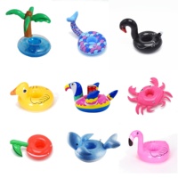 Porte-gobelet flottant gonflable personnalisé avec logo flamant rose et palmier