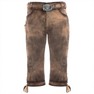 Últimos pantalones de cuero Lederhosen de Baviera hasta la rodilla para hombre, disfraz de Oktoberfest, de piel de vaca auténtica, gamuza, personalizados, transpirables - Product Image 1