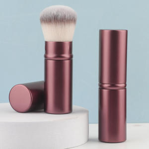 Pinceau plat rétractable portable en cuivre noir avec manche en métal pour le maquillage, le fond de teint, le blush et la poudre, de qualité supérieure, avec remise sur les achats multiples - Product Image 2