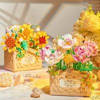 Blocs de construction en plastique ABS Animaux et nature Bouquet de fleurs Jouet éducatif pour les enfants de 14 ans et plus Ensemble en boîte 500-1300 pièces