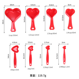 ชุดช้อนตวงและถ้วยตวงรูปหัวใจ 8 ชิ้น สี<span class=keywords><strong>แดง</strong></span> ทำจากพลาสติก อุปกรณ์ทำขนมในครัว แบบซ้อนกันได้ สำหรับทำอาหาร กาแฟ น้ำตาล แป้ง - Product Image 6