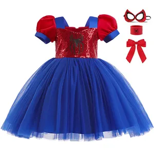 LZH Gaun Pesta Ulang Tahun Anak Perempuan, Gaun Cosplay Karnaval Halloween, Gaun Pesta Ulang Tahun Anak Perempuan Spiderman