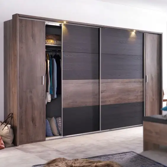 Cheap Storage Bedroom Furniture mirror Wood Walk In Closet for Clothes Customized Sliding Wardrobes with Sliding Doors