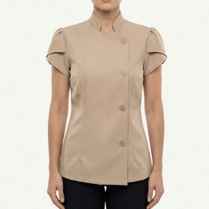 Uniforme d'été pour le personnel des hôtels et restaurants, <span class=keywords><strong>tenue</strong></span> de service de restauration à manches courtes à volants pour les employés, apparence <span class=keywords><strong>professionnelle</strong></span> - Product Image 1