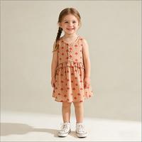 OEM ODM Vêtements en coton pour enfants d'été, robe de princesse à fleurs pour fillettes, vêtements pour enfants sans manches