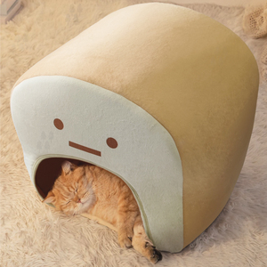귀여운 빵 모양 애완동물 집 부드러운 둥지 텐트 켄넬 따뜻한 반폐쇄형 고양이 침대 애완동물 동굴 - Product Image 2