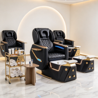 Fauteuil de pédicure électrique de luxe noir et or avec fonction de massage du dos, vapeur et station de spa inclinable