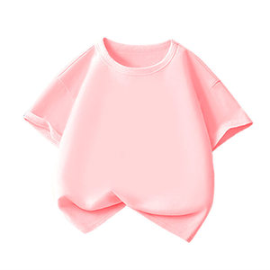 T-shirt en coton pour enfants, manches courtes, col rond, couleur unie, pour les activités de loisirs - Product Image 3