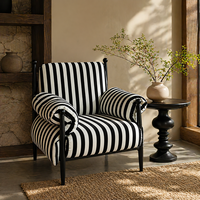 Fauteuil moderne de style français en coton et lin, chaise décontractée en bois massif pour la maison, le bureau, le salon, la chambre et l'appartement