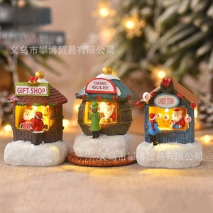 Casa de Resina en Miniatura Navideña, Adorno de Tienda de Santa Claus con Iluminación LED, Decoración Interior, Regalo - Product Image 1