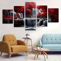 5 pièces/ensemble, affiches d'art sur toile encadrée en bois, impressions, paysages naturels modernes, décoration murale pour la chambre à coucher, décoration de salon