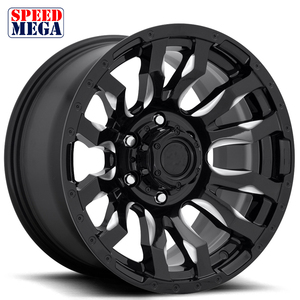 ล้อแม็กซ์อัลลอยด์แบบเว้าลึกสั่งทำพิเศษ ลาย Y Split Spoke พร้อมวงแหวน Beadlock แบบจำลอง สีดำด้านเงิน สำหรับรถบรรทุกออฟโรด - Product Image 1