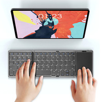 BT 2.4Ghz Kablosuz Mini Ultra İnce Katlanabilir Klavye Optik USB-C Şarj Edilebilir Bilek Destekli Dokunmatik Yüzeyli Laptop Tablet Kombosu