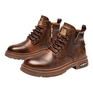 Botas de Media Caña Xuheng para Hombre, Estilo Americano y Británico, Impermeables, con Cremallera Lateral, de Cuero y Goma, para Otoño - Product Image 2