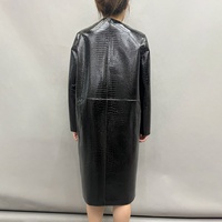 Jancoco Neues Design Damen Kroko-Prägung Leder-Mantel Maßgeschneiderter Einreihiger Langer Echtleder-Mantel für den Winter