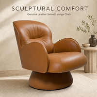 Fauteuil d'appoint rembourré en cuir pleine fleur, confortable et élégant, idéal pour appartement, réception ou usage domestique – Vente directe usine