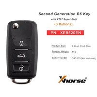 Última Llave Remota Xhorse XEB520EN de 2.ª Generación B5 con Super Chip XT57B de 3 Botones para VVDI Key Tool Max Pro, Actualización de XEB510EN