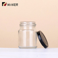 25ml 50ml 75ml 100ml 200ml wadah teh biji kopi acar besar stoples kaca penyimpanan dengan tutup hitam
