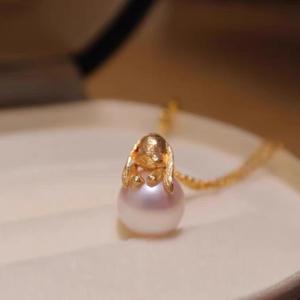 Base Vacía de Plata de Ley S925 para Collar de Conejo de Moda con Perlas Redondas de 8-10 mm, Colgante 30922 - Product Image 1