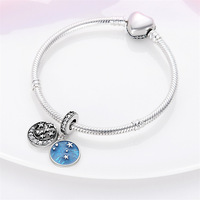 Venta al por mayor de fábrica: Abalorios de plata 925 con estrella de mar luminosa, concha y sirena, dijes DIY para pulseras, accesorios de joyería de moda para mujer.
