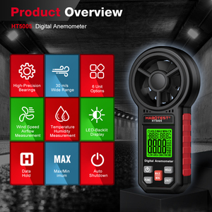 Anemómetro Digital Industrial de 6 Unidades, Portátil, de Alta Precisión, con 8 Aspas, para Medir Velocidad del Viento, Flujo de Aire, Temperatura y Humedad - Product Image 2