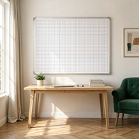 Tableau graphique magnétique suspendu en aluminium 120x120cm avec lignes quadrillées pré-imprimées pour architectes et dessin technique