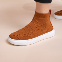Chaussures montantes unisexe printemps-automne en maille tricotée, style chaussette, grandes tailles, respirantes, tendance, décontractées, type baskets de skate, en stock