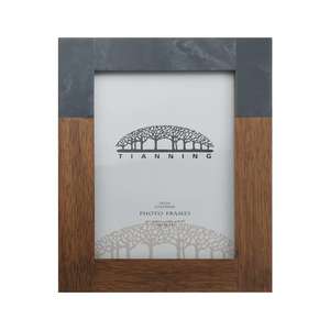 Cadre photo exquis en bois massif marron océan et incrustation de marbre bleu foncé ou <span class=keywords><strong>blanc</strong></span>, cadre photo en pierre de bois naturel <span class=keywords><strong>noir</strong></span> - Product Image 4