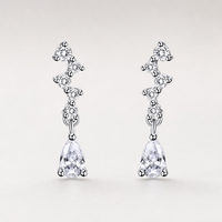 Boucles d'oreilles clous goutte d'eau plaquées or ED589, zircon cubique, géométriques, en argent sterling 925, vente en gros pour femmes, usage quotidien
