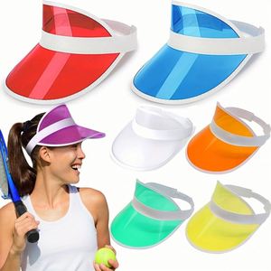 Vente en gros de visières solaires personnalisées en PVC transparent, couleur bonbon, protection UV extérieure, casquette de sport, visière de plage, chapeau d'été, visière personnalisée pour enfants - Product Image 1