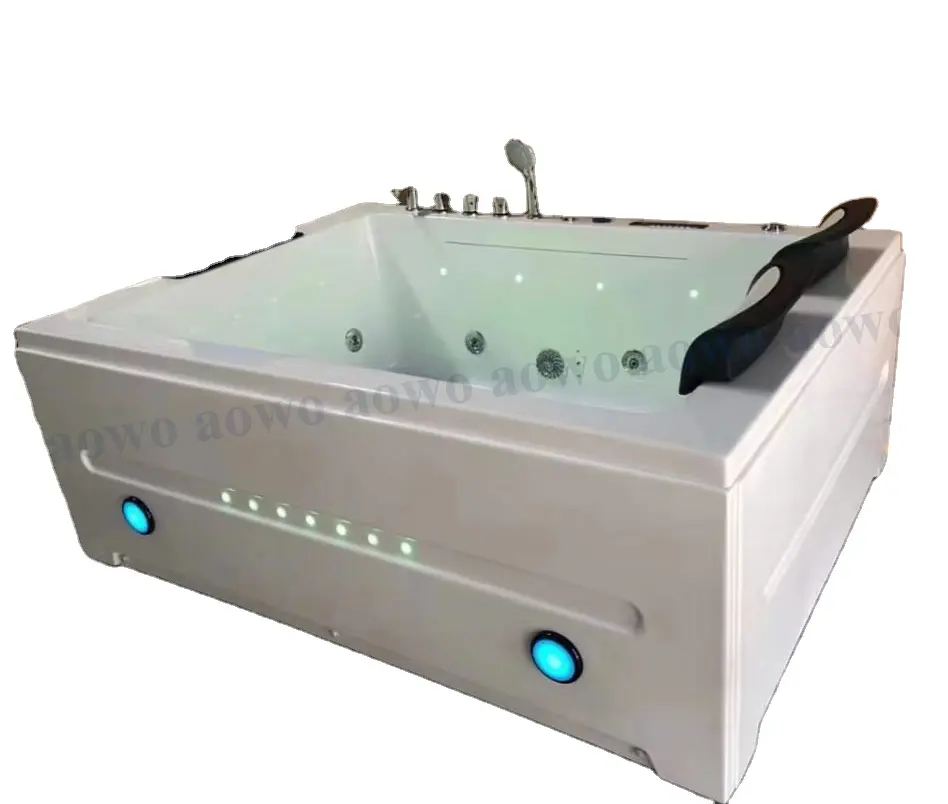 Спа-ванны из чистого белого стекла, 2 человека, джакузи, струйный пластиковый стеклопластиковый водопад, массажный портативный душ и водонепроницаемый телевизор