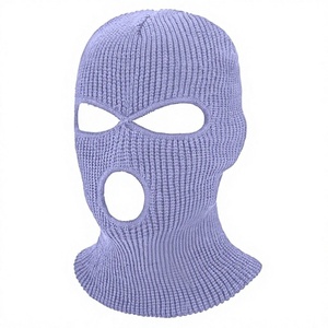Unisex Purple Knit <b>Face</b> Balaclava <b>Mask</b> Breathable Waterproof Outdoor Spandex Polyester Solid Color Casual Adult Headwear - Product Image 1