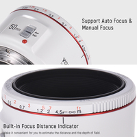 Objectif Photo Standard à Focale Fixe Yongnuo YN50MM F1.8 II Blanc, AF/MF, Distance de Mise au Point de 0,35 m pour Appareil Photo Reflex Numérique Canon