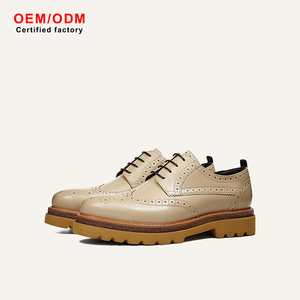 Chaussures de mariage pour hommes sur mesure OEM, collection été 2026, en cuir de vachette pleine fleur de qualité supérieure, à semelle épaisse, style britannique, brogues Derby sculptées à la main - Product Image 2