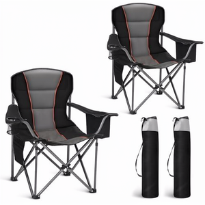 Sedia da Campeggio Pieghevole da Esterno con Schienale Alto, Braccioli Regolabili, Portabicchieri e Vano Laterale - Product Image 1