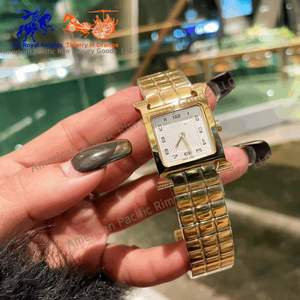 Reloj de Cuarzo de Lujo para Mujer, Marca H, Elegante Esfera Cuadrada, Movimiento Ronda, Estilo Ejecutivo y Moderno, Aleación de Acero Inoxidable 316L - Product Image 6