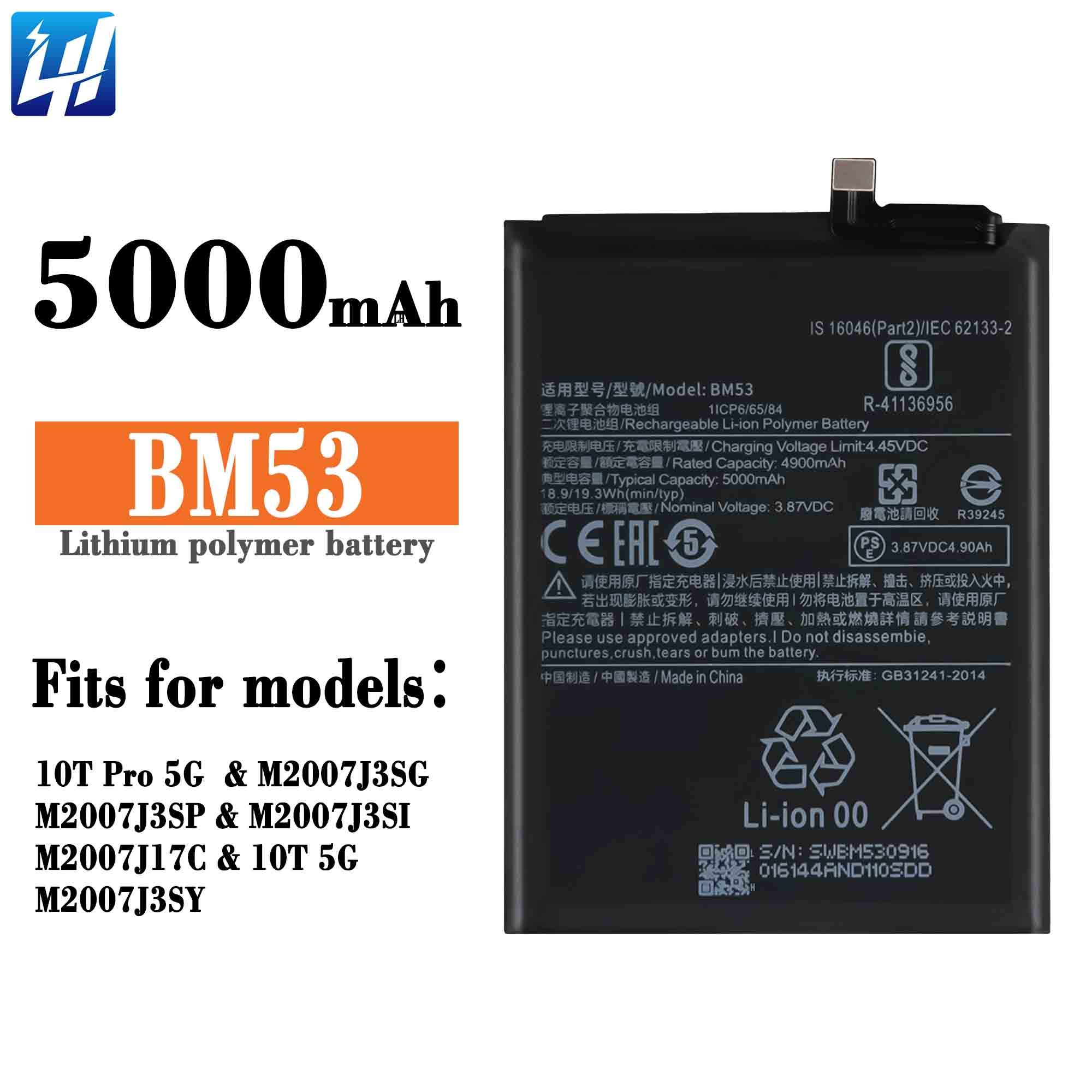 Batterie Remplacement Pour Xiaomi Mi 10T 5G / Mi 10T Pro 5G - Modèle BM53 - Compatible Et Neuve