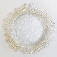 Luxus Gold Acryl Riff Lade platten Kunststoff Runde Clear Dinner Gold Lade platte