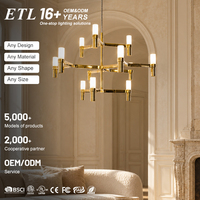 Lustre à bougies multi-bras en or de luxe avec abat-jour en verre opale givré, luminaire suspendu pour salle à manger, villa, hôtel, décoration