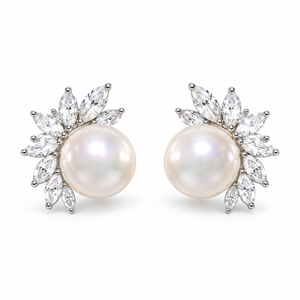 Orecchini a Perno con Petali di Perla per Donne, Gioielli Eleganti Vintage alla Moda - Product Image 1